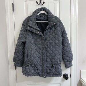 SHEIN Quilted Puffer Jacket Gray Zip Up Coat Size M (EU 38 / US 6)